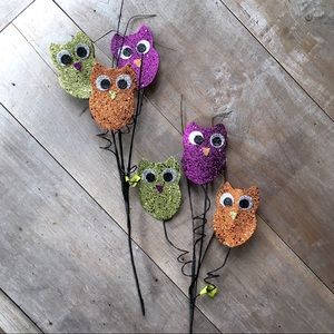 2pc. Halloween Glittered Owl Spray NWT